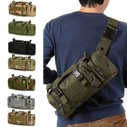 Molle Duffel Waist Bag - Waterproof Fanny Pack, EDC Utility Pouch, Camera Bag with Shoulder Strap and Hand Carry