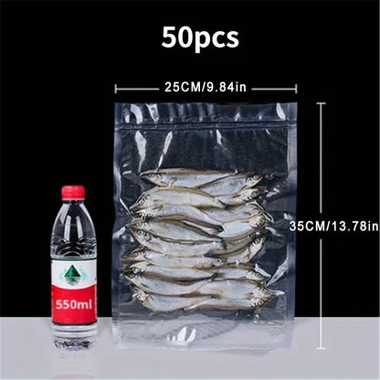 50pcs BPA-Free Reusable Vacuum Sealer Bags - Food Preservation Plastic Sealing Bags for Household Use