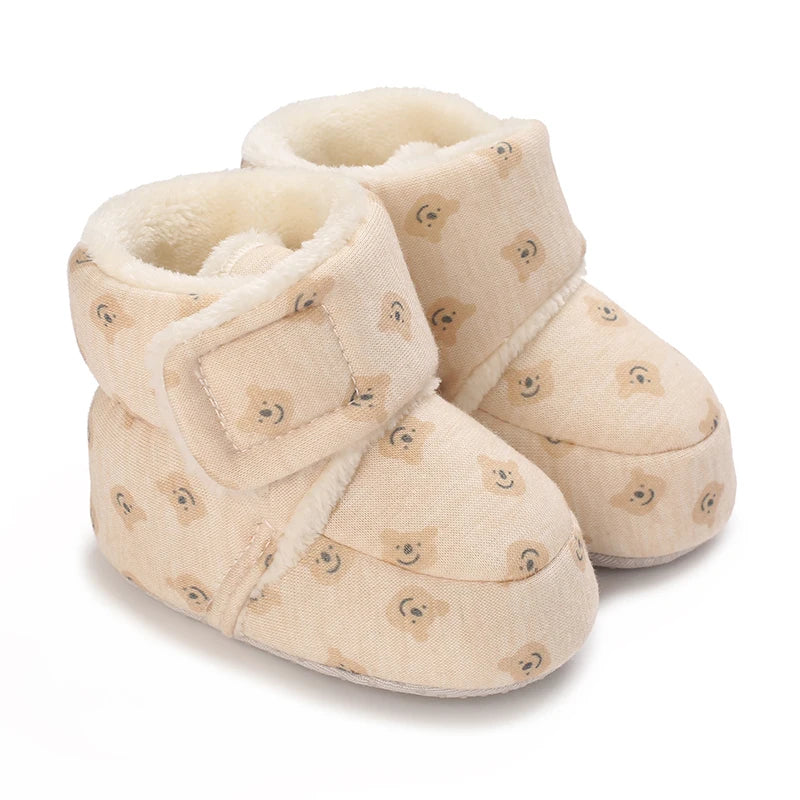 Baby Girls’ and Boys’ Cotton First Walker Shoes - Soft Cartoon Toddler Shoes for Newborns and Infants