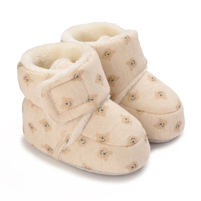 Baby Girls’ and Boys’ Cotton First Walker Shoes - Soft Cartoon Toddler Shoes for Newborns and Infants