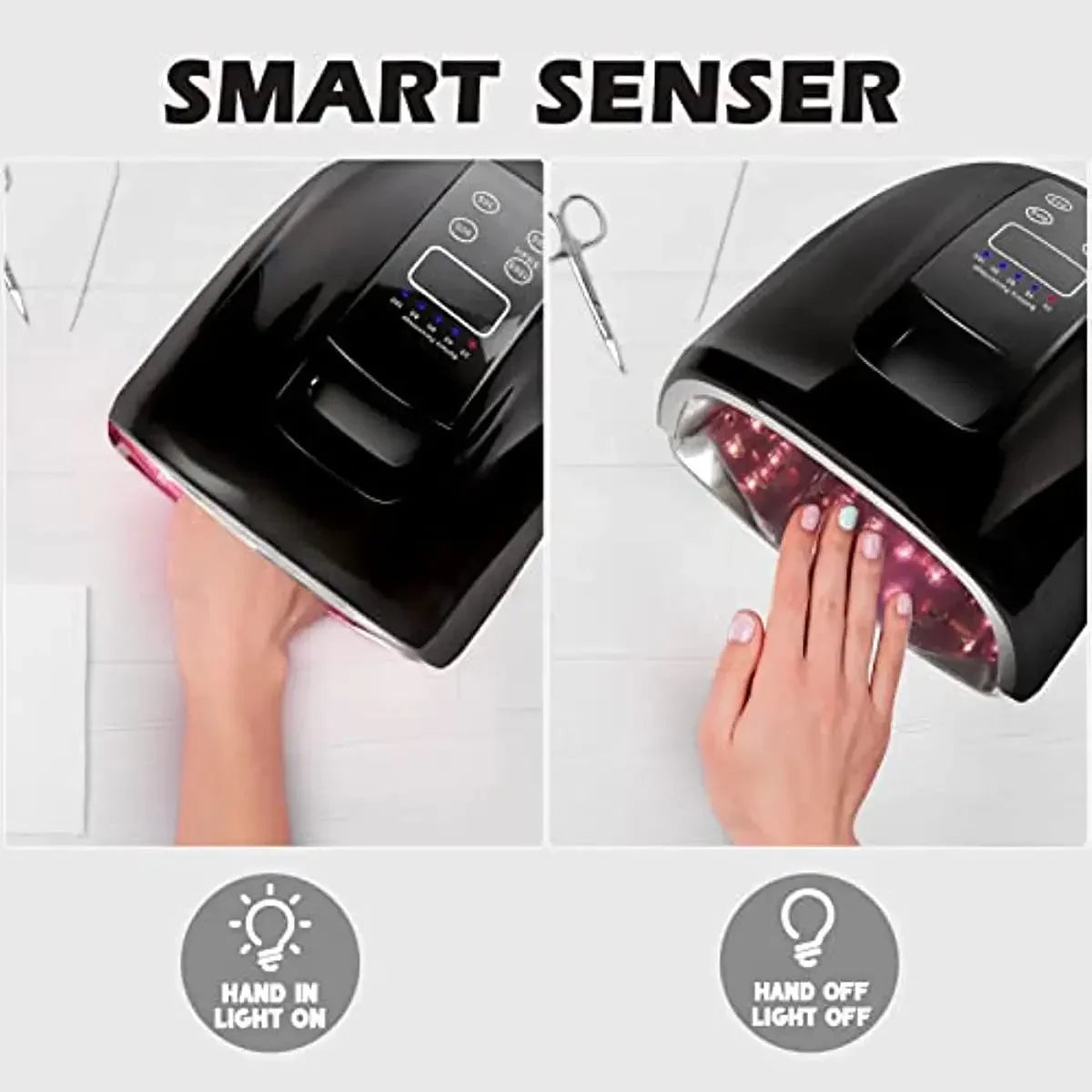 90W Rechargeable Nail Lamp – Cordless LED UV Light for Acrylic Nails, Wireless Manicure Machine with Mirror Bottom