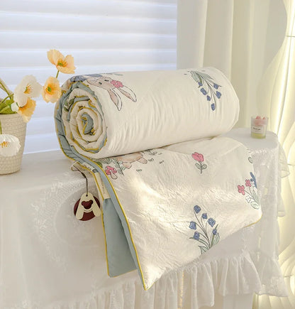 Washed Double Gauze Quilt – Lightweight Summer Comforter with Soya Fibre Filling, Soft & Breathable for Queen Size