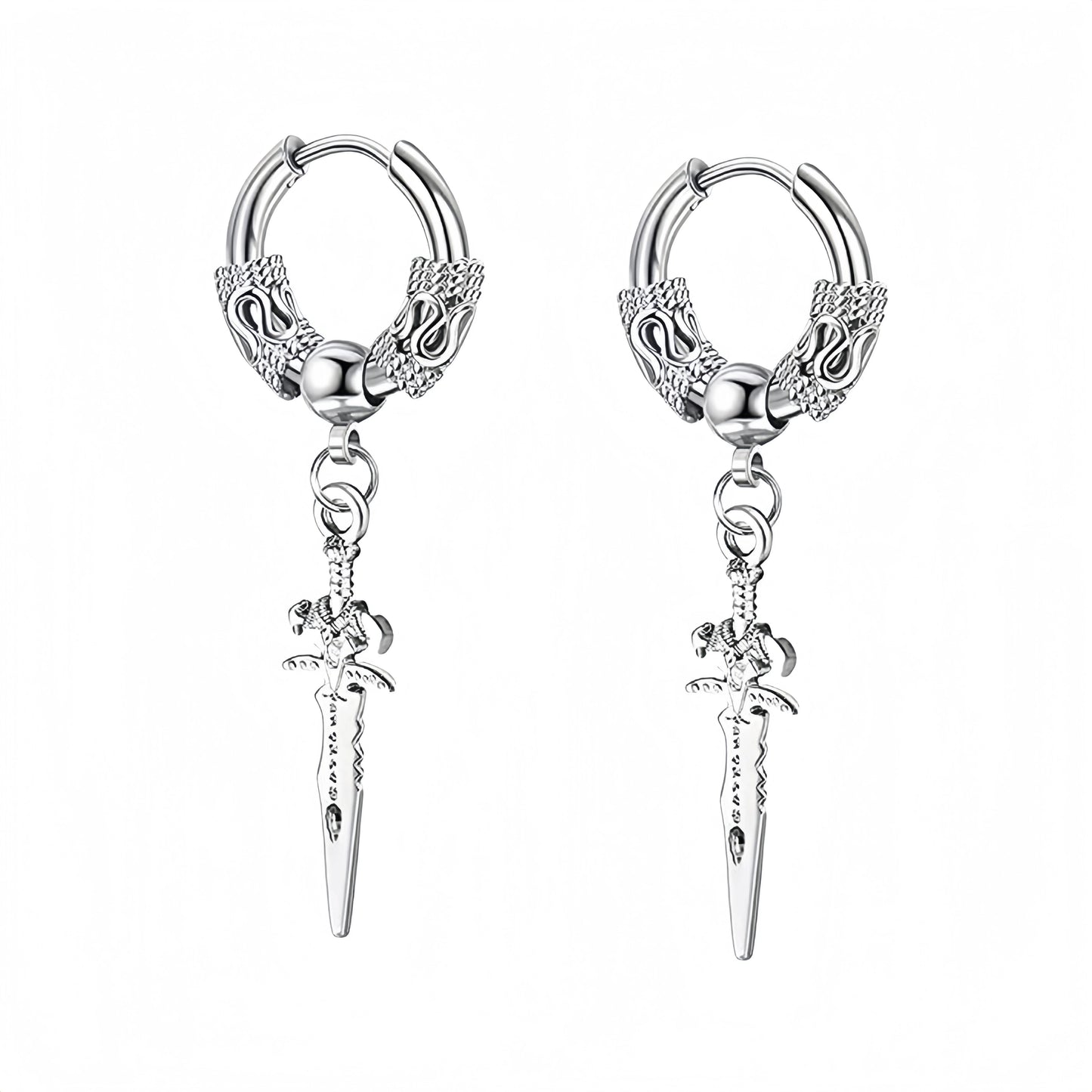 Long Hanging Cross & Leaf Hoop Earrings – Vintage Stainless Steel Hip Hop Unisex Jewelry Accessories