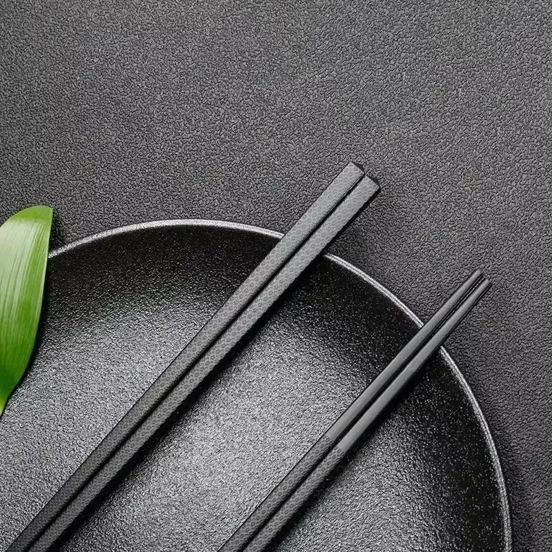 Reusable Black Alloy Chinese Chopsticks – Food Grade, Safe Bamboo, High-Temperature Sterilizable Sushi Sticks