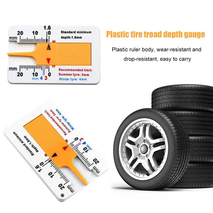Auto Car Tire Tread Depth Gauge - 0-20mm Depthometer, Plastic Wheel Measure Tool for Tread Indicator
