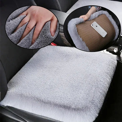 Plush Rabbit Fur Car Seat Cushion - Thick Warm Winter Driver & Passenger Seat Cover