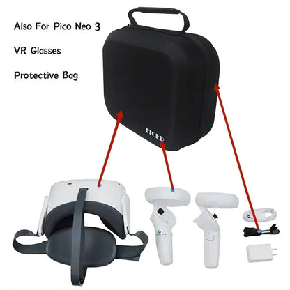 FICEP VR Headset Carrying Case — Hard EVA Portable Storage Bag for Oculus Quest 2, Meta Quest 3 & Pico 4