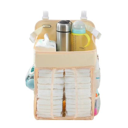 Baby Crib Hanging Storage Bag – Diaper & Nappy Organizer for Cot, Infant Essentials Holder
