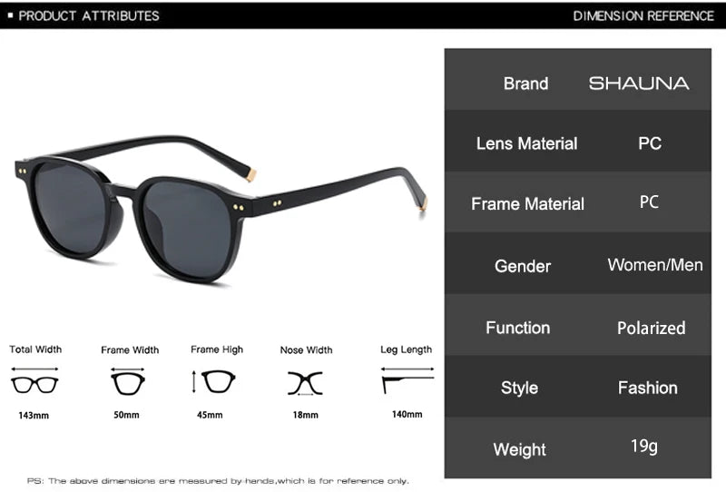 SHAUNA Retro Square Polarized Sunglasses — Fashion Rivet-Decorated Shades for Women & Men, UV400 Driving Sun Glasses