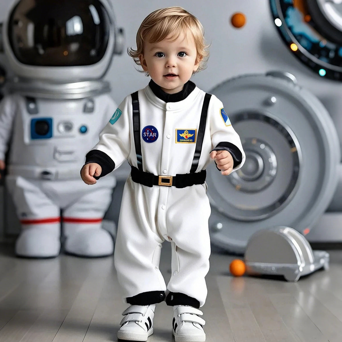 Toddler Astronaut Costume – Baby Boys Space Suit Romper, Infant Halloween & Birthday Party Cosplay Jumpsuit