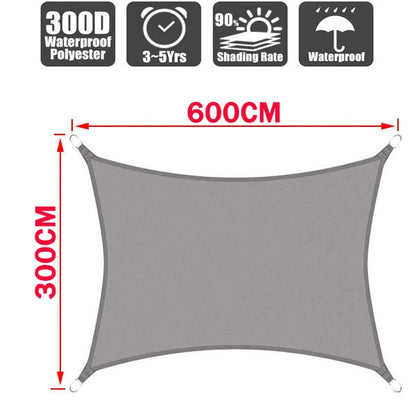 Outdoor Waterproof Sun Shade Sail – Rectangle Canvas Awning for Garden, Terrace, Pool & Car Sun-Shelter