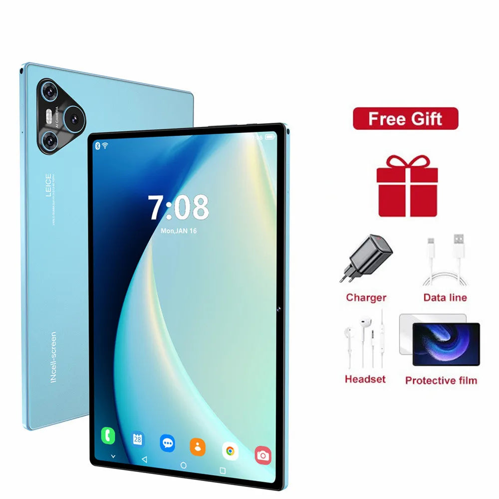 16 Pro 10.1" Android Tablet – HD Display, Android 12, 4G/5G Dual SIM, GPS, 10000mAh for Kids
