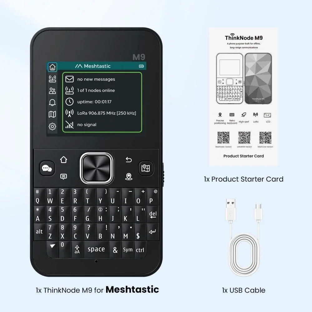 Elecrow ThinkNode M9 Meshtastic Terminal - ESP32-S3 GPS Communication Device with 2.4-Inch LCD