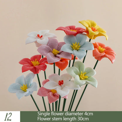 5PCS Handmade Ceramic Flowers – High-Temperature Simulation Eternal Life Flower Decorations, Creative Home & Gift Decor