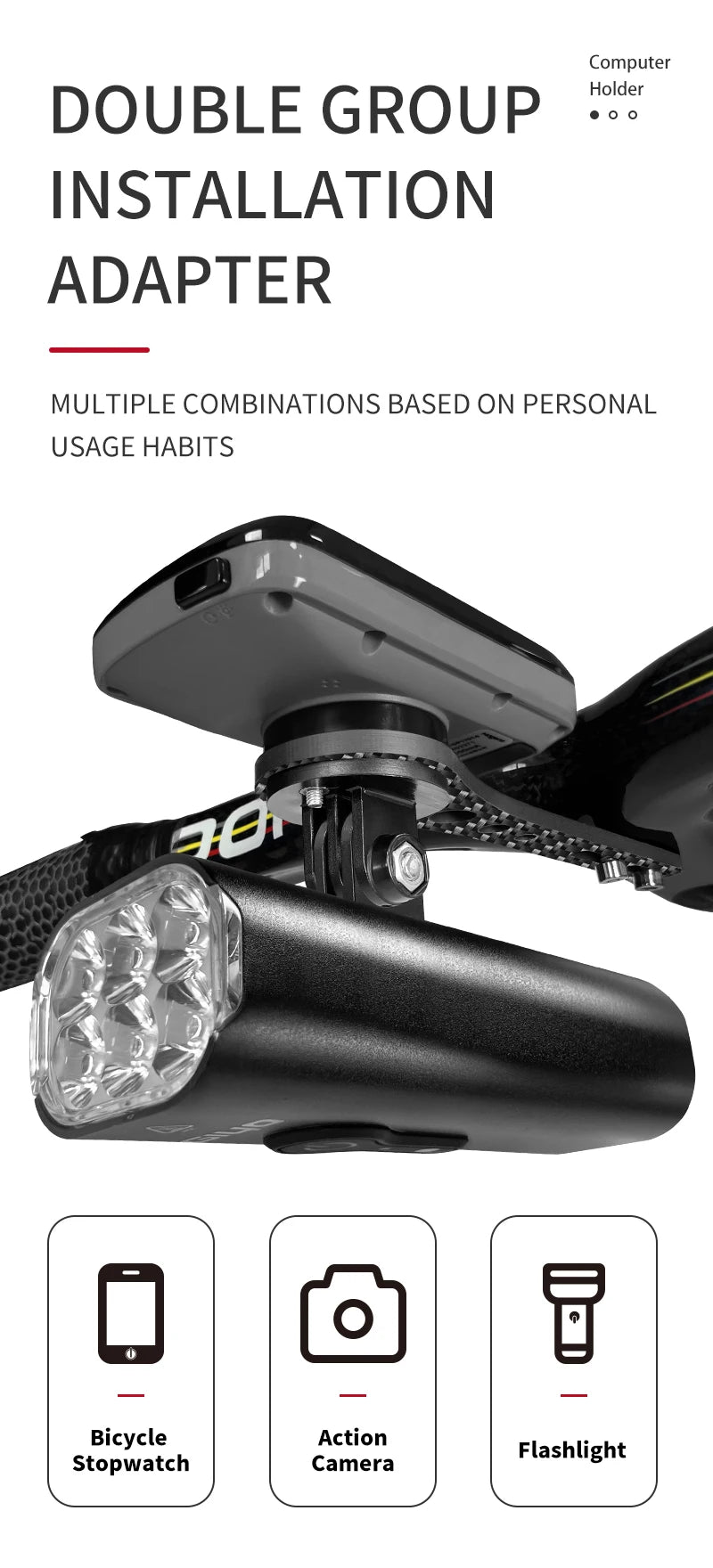 BUCKLOS Carbon Fiber Bike Computer Mount – 143mm/165mm Speedometer Holder for Garmin, Road & Mountain Bikes
