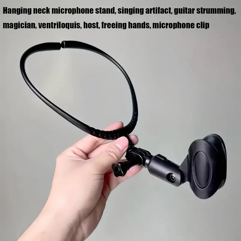Adjustable Neck-Mounted Microphone Holder Stand – Hands-Free Brace Mic Bracket for Stage & Live Performance