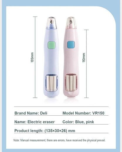 Deli Electric Eraser Pen — Automatic Sketch & Drawing Eraser with Refill Batteries for Kids