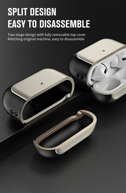Luxury Leather Pattern Earphone Case for AirPods Pro 2/3/4 – Shockproof ANC Cover with Lanyard
