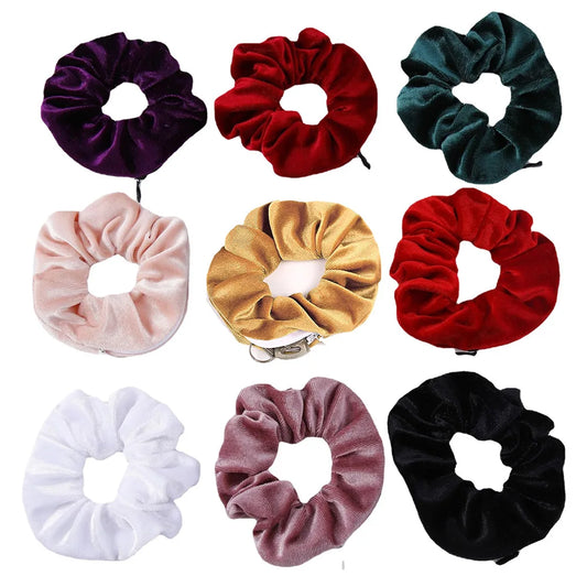 Portable Hidden Safe Hair Tie Storage Case – Secret Scrunchie with Zipper for Cash, Key & Jewelry (Travel/Outdoor)
