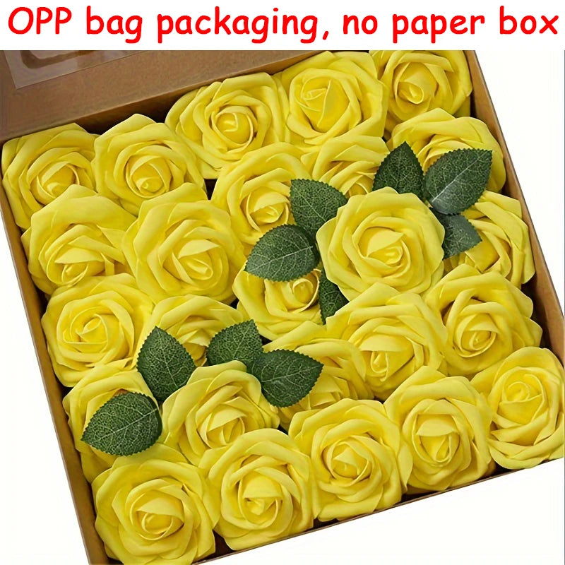 25pcs Artificial Roses with Stems – Fake Flowers for DIY Wedding Bouquets, Centerpieces & Home Party Decorations
