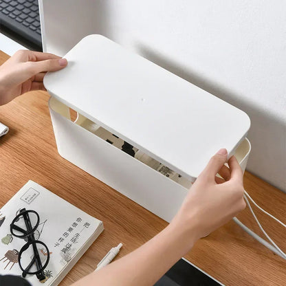 Cable Storage Box & Wire Organizer – Power Strip, Socket & Charger Management Case for Desk and Network Cables