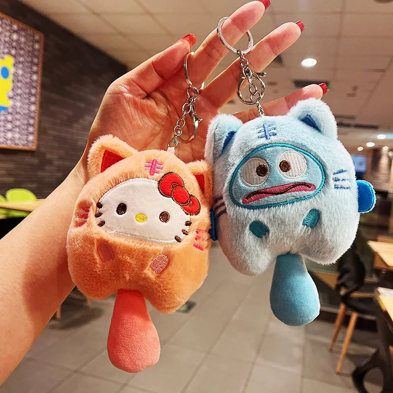 Sanrio Plush Doll Keychain Set – Melody, Cinnamoroll & Pochacco Cute Bag Pendant Gifts for Kids