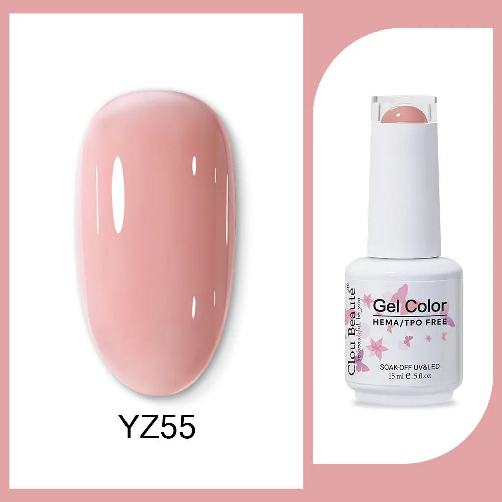 Clou Beaute 15ml Gel Nail Polish Set – Red Black White Green Neon UV Soak-Off Semi-Permanent Nail Varnish Base & Velvet Top Coat
