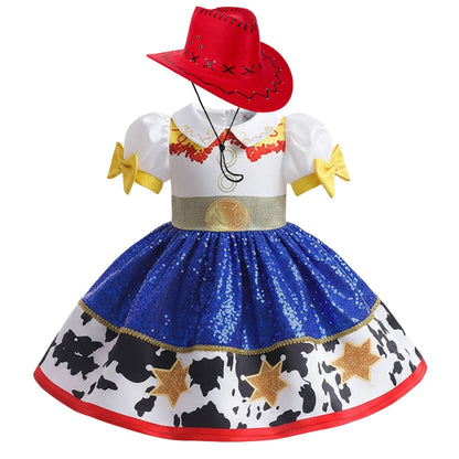 Jessie Cowgirl Costume Dress for Girls - Toy Story Inspired Halloween Cosplay Party Outfit