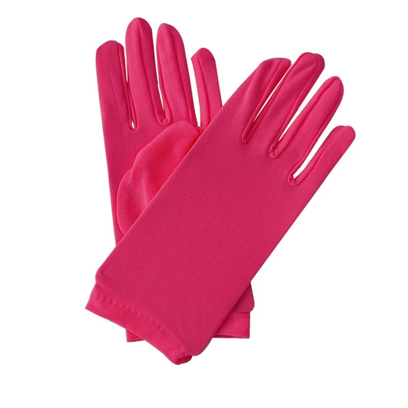 Women’s Satin Summer Gloves – Thin Breathable Solid Color UV Sun Protection Gloves for Driving, Dance & Ceremonial Performance