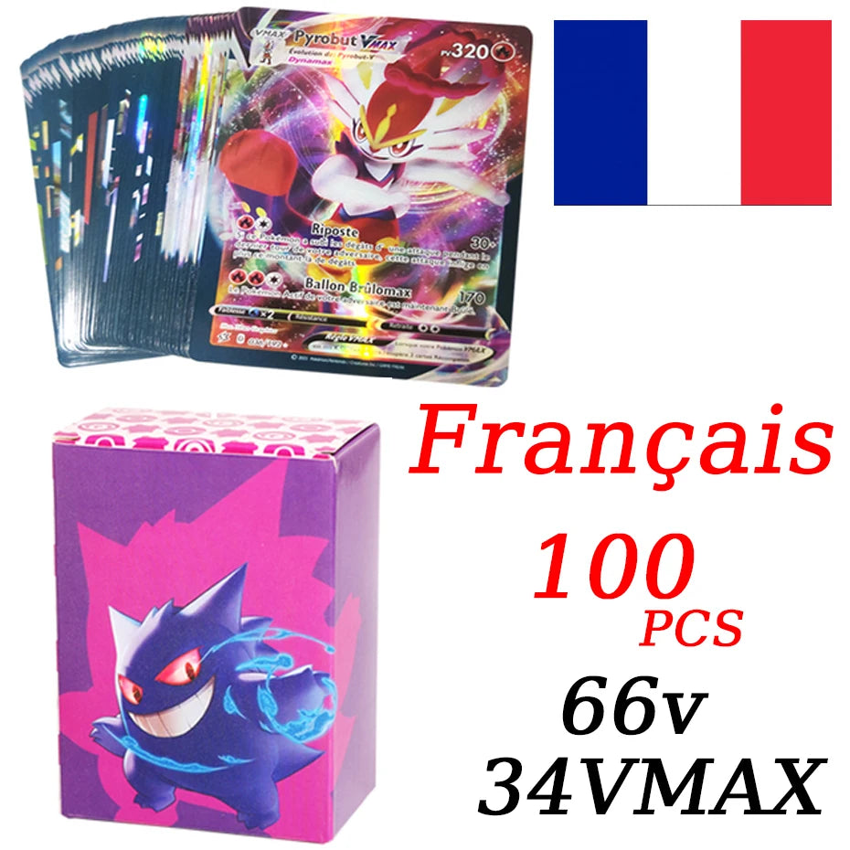 French VMAX V EX GX MEGA Trading Cards - Collectible Battle Trainer Cards and Christmas Gift Set