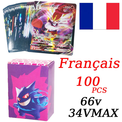 French VMAX V EX GX MEGA Trading Cards - Collectible Battle Trainer Cards and Christmas Gift Set