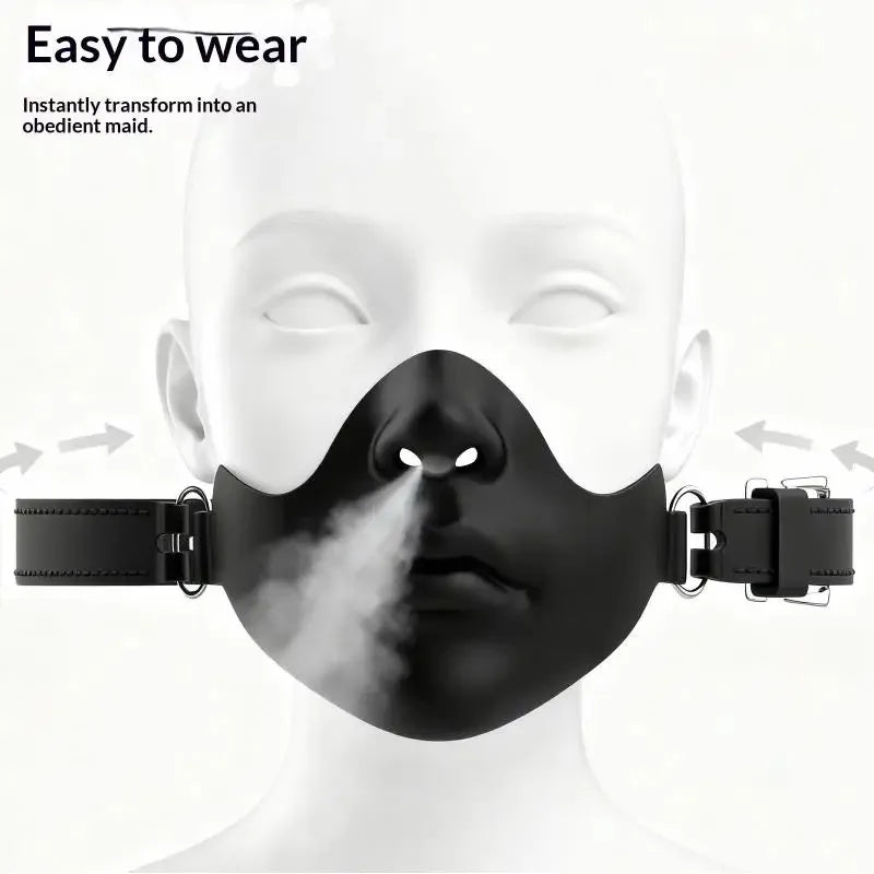 Black Resin Half Face Mask - Adjustable Buckle Strap Realistic Human Face Design for Halloween Cosplay & Costume Parties