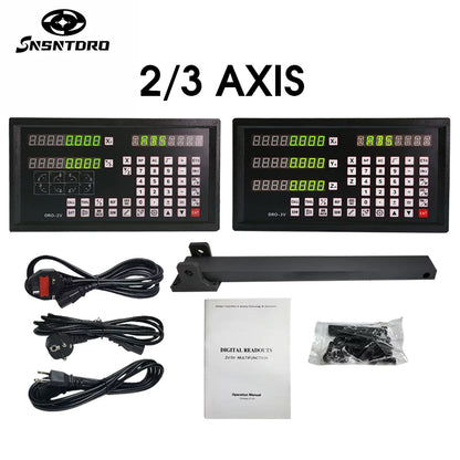 DRO-3V 2/3-Axis Digital Readout – Metal Casing Display for Milling & Lathe Machines, Linear Scale Encoder AC90-250V