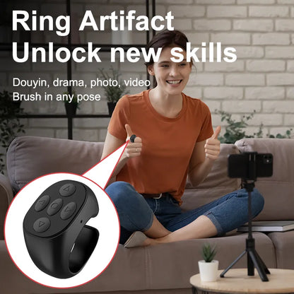 Wireless Bluetooth Selfie Remote Control Ring for Mobile Phones - Convenient Tiktok and Artifac Tool - Compatible with Xiaomi and Apple