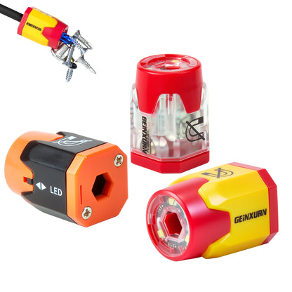 Geinxurn 3-Piece LED Screwdriver Bit Magnetizer - Magnetic & Demagnetizing Rings for 1/4-Inch Shank Bits