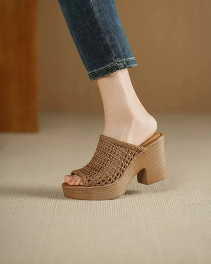 Women’s Platform High Heel Summer Sandals – Thick Sole Casual Slip-On Shoes