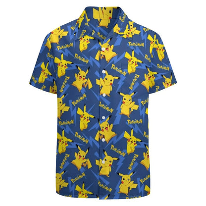 Summer Men's Short Sleeve Shirt – Cute Animal Print, Open Button Lapel, Comfortable Casual Top
