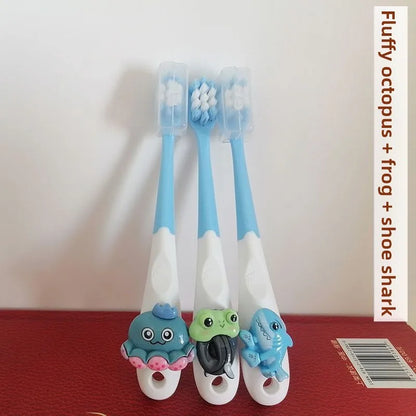 3PCS Italian Brainrot Tung Kids Toothbrushes — Soft Bristle Anime Cartoon Toothbrush for Children Ages 2-12