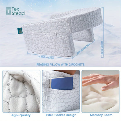 Extra Large Memory Foam Reading Pillow – Armrest Bed Pillow for Gaming, Working, and Relaxing with Removable Cover, 1 PC