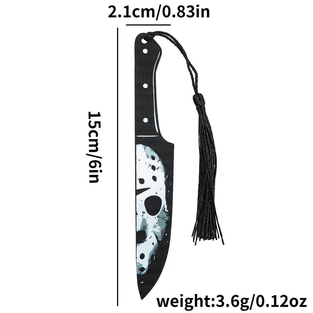 Horror Movie Fan Bookmark — Knife-Shaped Acrylic Bookmark with Tassel for Study & Reading