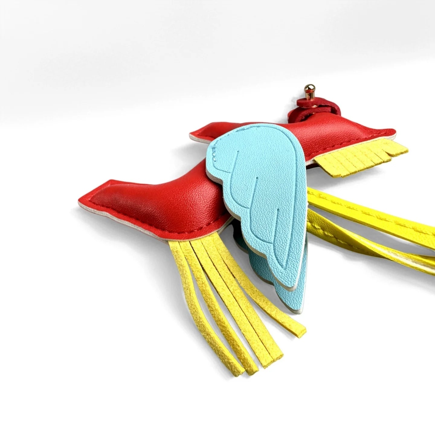 Winged Pony Keychain - Premium PU Leather Bag Charm with Detachable Strap
