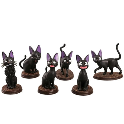 6PCS Cartoon Black Cat PVC Figure Set — Jiji/Gigi Action Dolls, Hayao Miyazaki Collectible Toy for Kids Birthday Gift