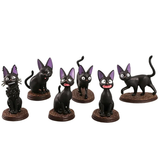6PCS Cartoon Black Cat PVC Figure Set — Jiji/Gigi Action Dolls, Hayao Miyazaki Collectible Toy for Kids Birthday Gift