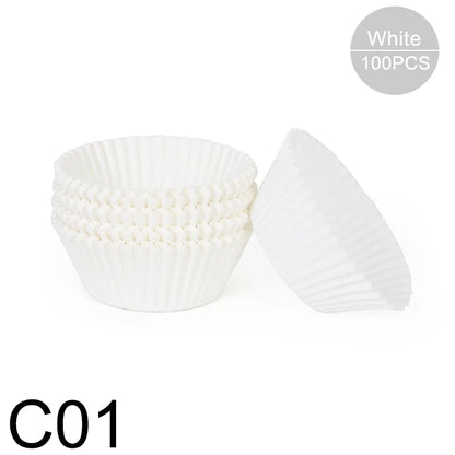 100pcs Oilproof Muffin Cupcake Liners – Solid Color Baking Paper Cups for Cakes, Birthday Party & Decorating Baking Tray Accessories