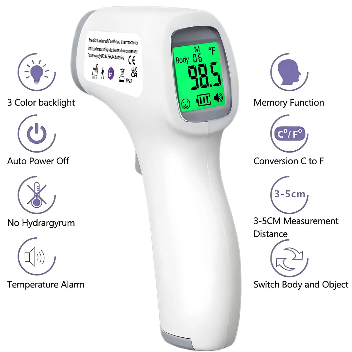 Portable Medical Thermometer & Oximeter Set - Non-Contact Infrared Ear Thermometer and Blood Oxygen Monitor for Adults and Children