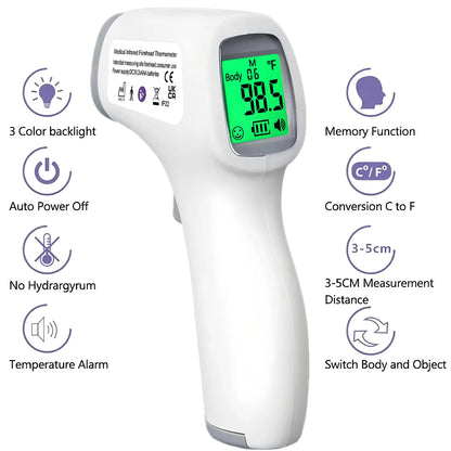 Portable Medical Thermometer & Oximeter Set - Non-Contact Infrared Ear Thermometer and Blood Oxygen Monitor for Adults and Children