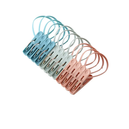 Travel Clothesline Hook Clips - 12-Piece Strong Windproof Hangers for Clothes & Socks