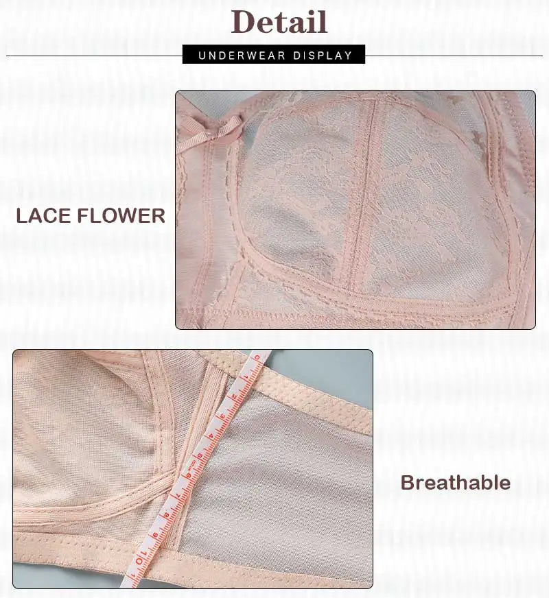 Women’s Lace Wireless Bra - Ultra-Thin Unlined Push-Up Large Bust Bra, Sizes 34-46
