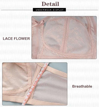 Women’s Lace Wireless Bra - Ultra-Thin Unlined Push-Up Large Bust Bra, Sizes 34-46