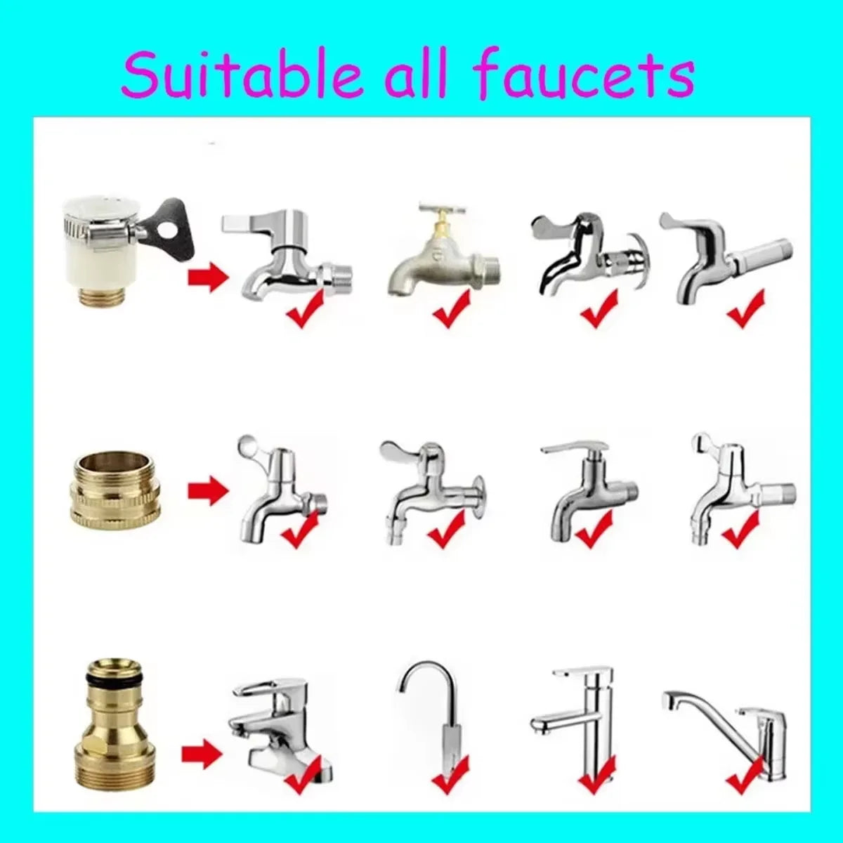 Universal Faucet Connector - Water Pipe Adapter for Garden Watering & Car Washing